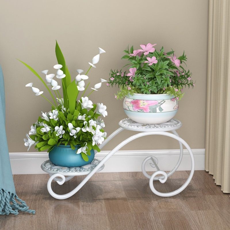 European-style American-style wrought iron single-layer floor-to-ceiling flower stand balcony living room indoor and outdoor Chinese style flower pot stand small