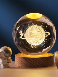 Glowing Planetary Galaxy Astronaut Crystal Ball Night Lights USB Power Warm/RGB Bedside Light Christmas Kid Gift Night Lamp