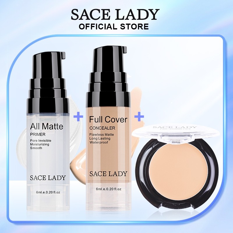 Sace Lady All Matte Primer + Full Cover Concealer + Waterproof Cream Concealer Bundle