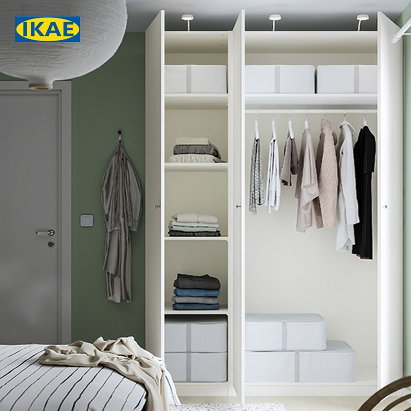 IKAE Wood Wardrobe Cabinet Plastic Wardrobe Storage Clothes Wooden Megabox Organizer Closet Small