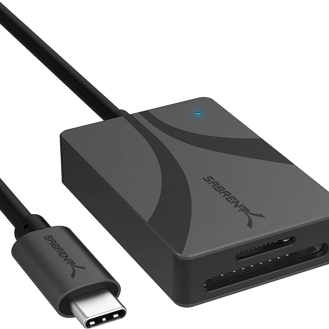 SABRENT USB Type C Card Reader, Dual Slot UHS II SDXC and microSDXC SD 4.0 (CR-CSDM)