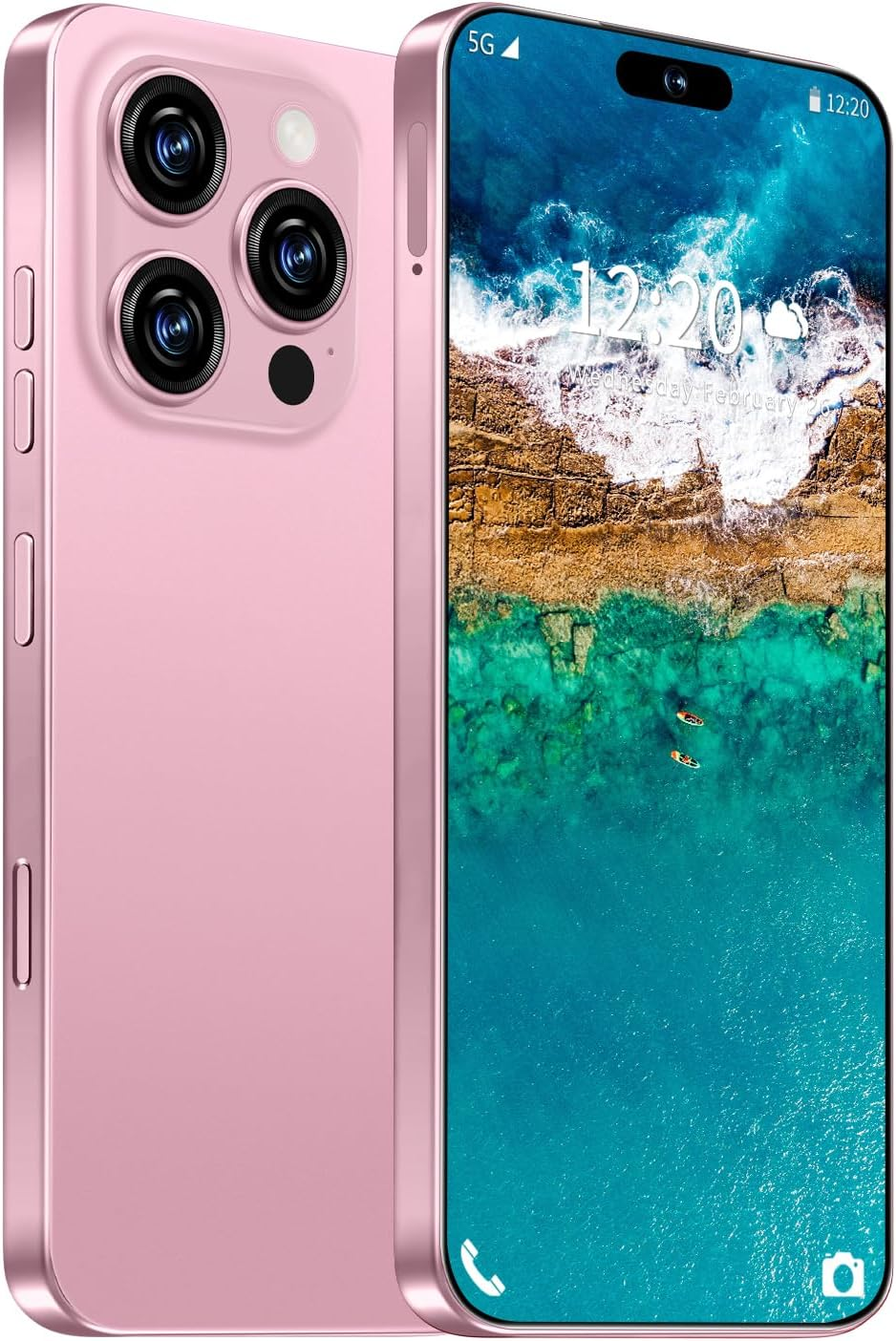 I16 ProMAX 12+512GB Smartphone Unlocked Cell Phone,6.99" HD Screen Unlocked Phones,Battery 7000mAh Android 13,Face ID/Fingerprint Button unlock/Photos/5G/Dual SIM/GPS (Pink, 12+512)