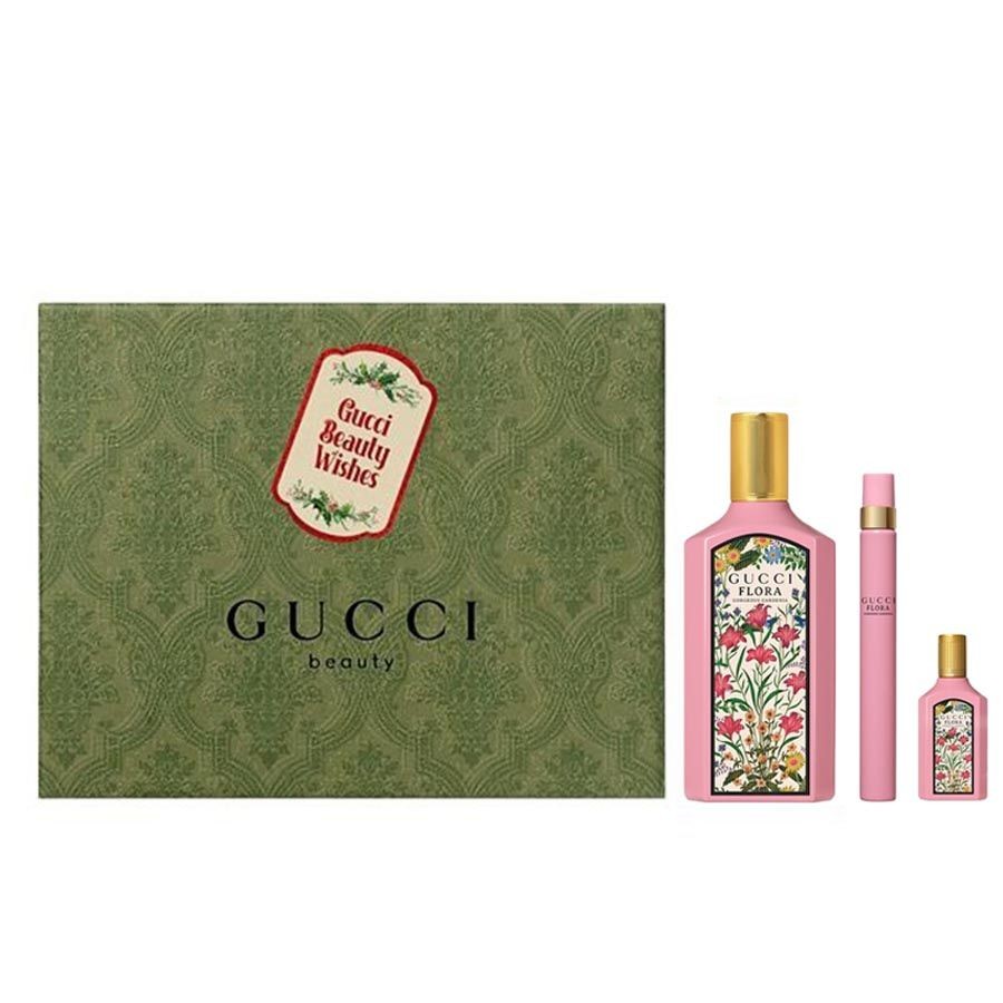 Gucci Flora Gorgeous Gardenia Women's Perfume Set 3 Pieces Gift (100 + 10ml + 5ml)