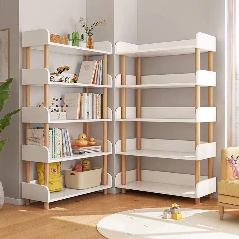 Simple solid wood floor-to-ceiling bookshelf Nordic living room multi-layer shelf space-saving children's student storage storage bookcase