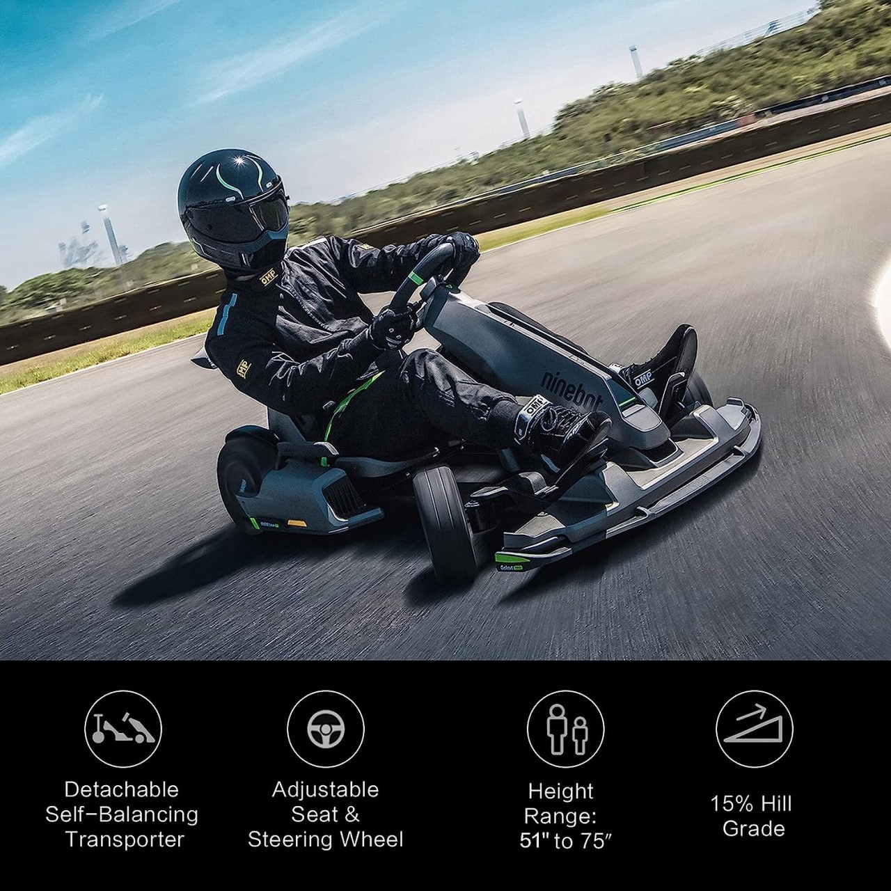 Segway Ninebot Electric GoKart Pro, Outdoor Race Pedal Go Karting Car, Black & Electric Drift Kit, Ride On Toys (Without Ninebot S)