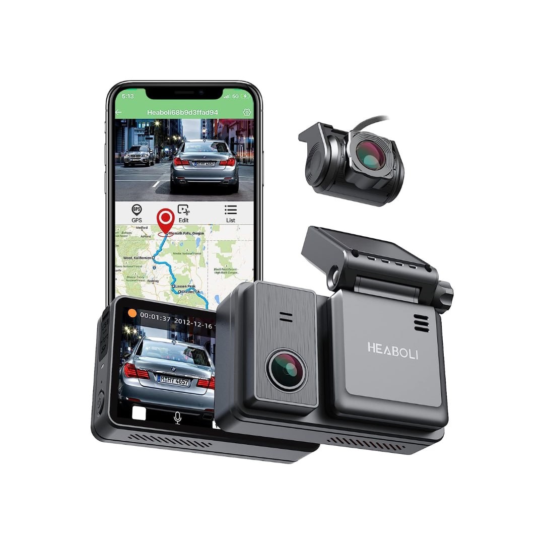 Heaboli 4K Dual Dash Cam Front and Rear, Wi-Fi GPS, 3 Inches IPS Touch Screen, Car Camera Driving Recorder with Night Vision