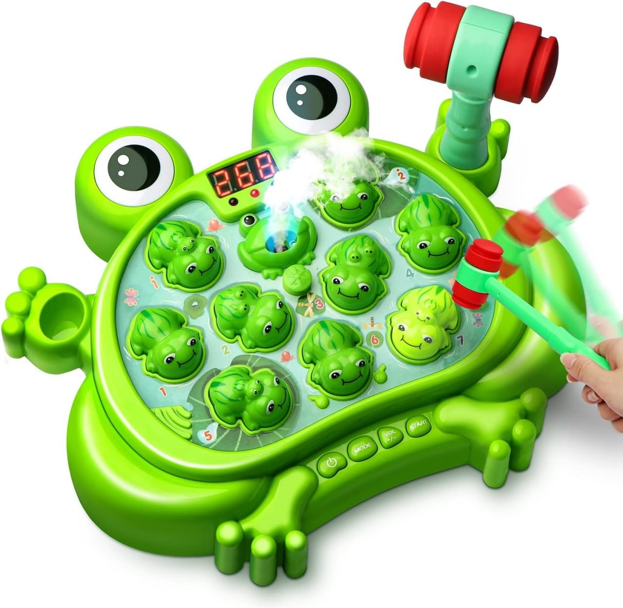 HopeRock Toys for 2 3 4 5 Year Old Boy,Toddler Toys Age 2-4, Whack A Frog Game,with 5 Modes,45 Levels,9 Music Spray and Light-up, Baby Toy Gifts for Early Learning, Birthday G
