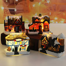 Christmas new decoration LED micro -landscape resin house desktop decoration festive gift
