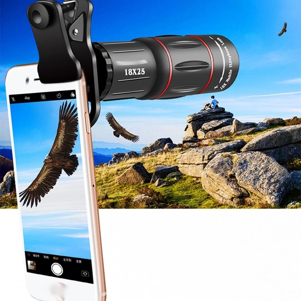 ZLBYB 18X Monocular Zoom Optical Cell Phone Lens Universal for Smartphones Clip Telephoto Camera Lens