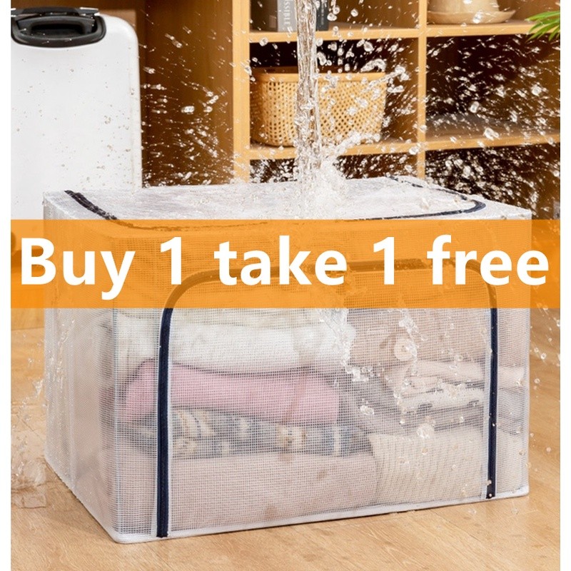【Buy 1 take 1 free】110L Large Storage box organizer Foldable transparent storage box Waterproof