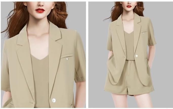 DANN Temperament Suit Summer Short-Sleeved Jacket Shorts Three-Piece Suit (Color  D, Size  XL Code)