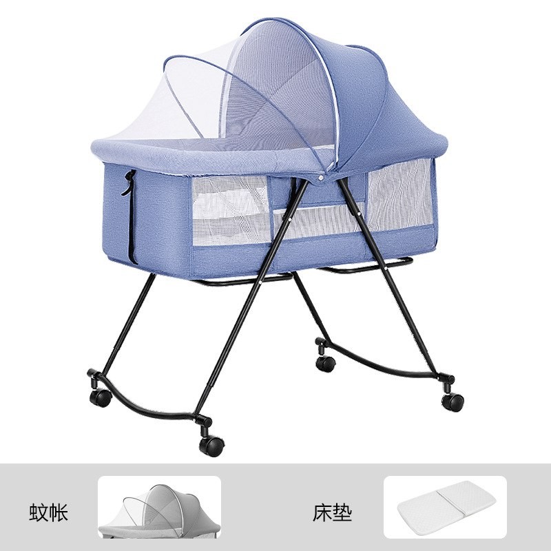 baby crib foldable mobile portable newborn crib cradle bed baby rocker multi-function stitching big bed