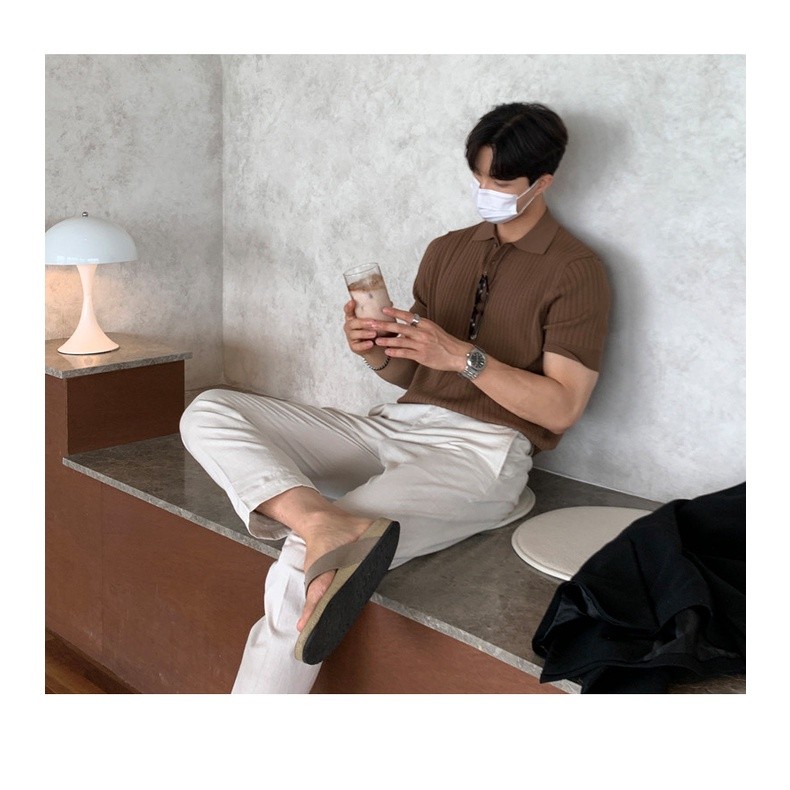 Korean Fitted Polo for Men Knit Fabric 2 Colors Size M to XL