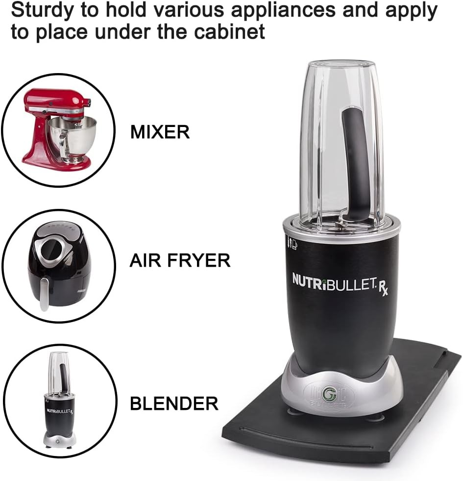 Kitchen Appliance Sliding Tray, Bruvoalon Coffee Slider, Sliding Tray for Coffee Maker, Kitchen Aid Mixer, Blenders and Air Fryer, Appliance Slider for Coute